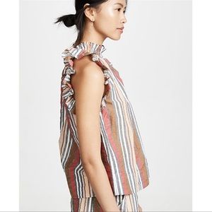 Ulla Johnson Adana Striped Ruffle Top Size 2